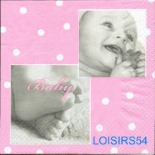 Serviette papier naissance fille - 33 cm x 33 cm